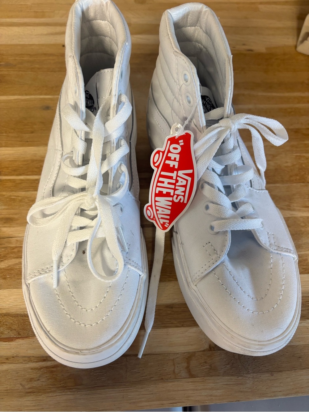 Vans Sk8-Hi White High-Top Canvas Platform Sneakers